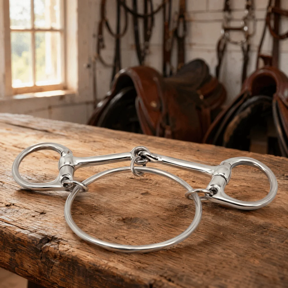 Anti-Bite Control Stainless Steel Horse Mouth Bit Smooth Surface 5 Inch Horse Bit Portable Durable Loose Ring Bit Horse Riding