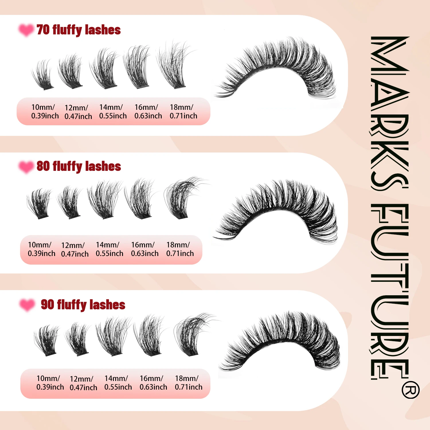 DIY Eyelash Extension Set 300 Pieces Single Eyelash Cluster D Curly Eyelash Extension Set Eyelash Cluster with Eyelash Adhesive and Sealing and Eyelash Application Tool for Self-Application (Kit, 70D+80D+90D-9-16Mix)