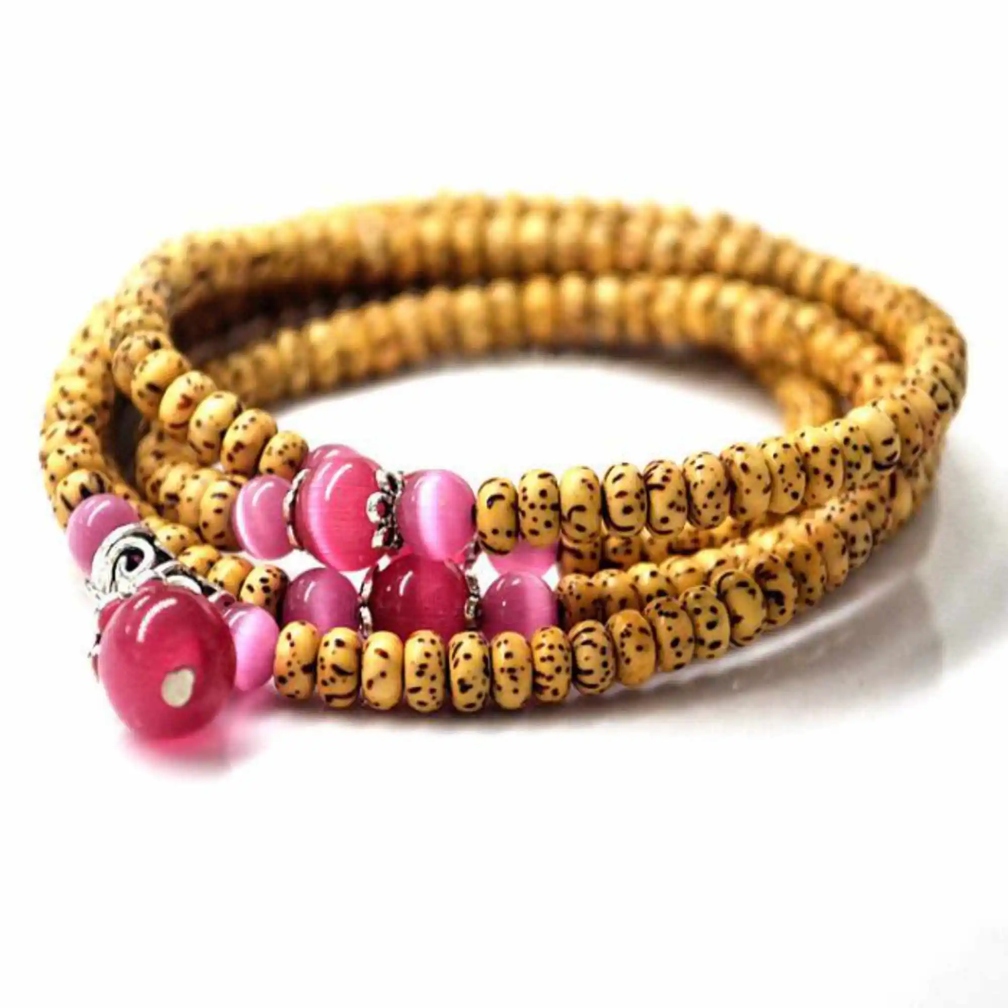 3mm Fashion natural yellow bodhi root Multicolor bead bracelet Men's Spirituality Meditation Yoga Chakra Gift Prayer