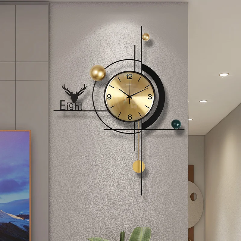 

Aesthetic Interior Nordic Clock Wall Living Room Fashion Art Decoration Wall Watch Modern Simple Light Luxury Horloge Home Decor