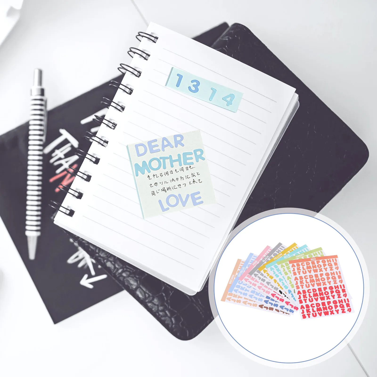 

16 Sheets High Quality Colorful Letter Stickers Adhesive Alphabet Stickers for Scrapbooking Student Diary Professional