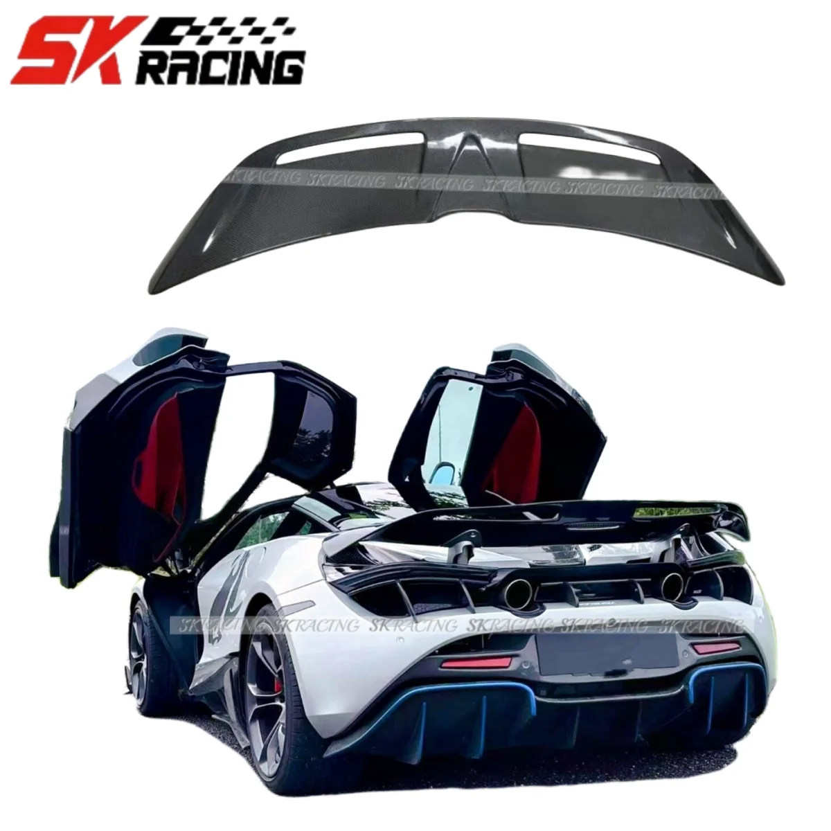 CAR ACCESSORIES FOR MCLAREN 720S 2-DOOR V STYLE 17-23 REAL CARBON FIBER REAR TRUNK SPOILER WING BODYKIT 