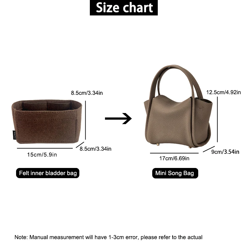 EverToner Insert Bag Organizer For Mini Song Bag Womens Luxury Felt material Travel Inner Purse Cosmetic Liner Bags Shaper