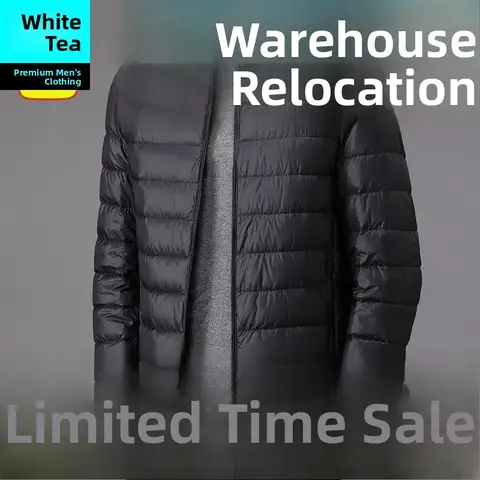 Men's Winter Lightweight down Cotton Jacket Short Casual Stand Collar Warm Top Dad's Cotton Coat Outerwear Slim Fit Style