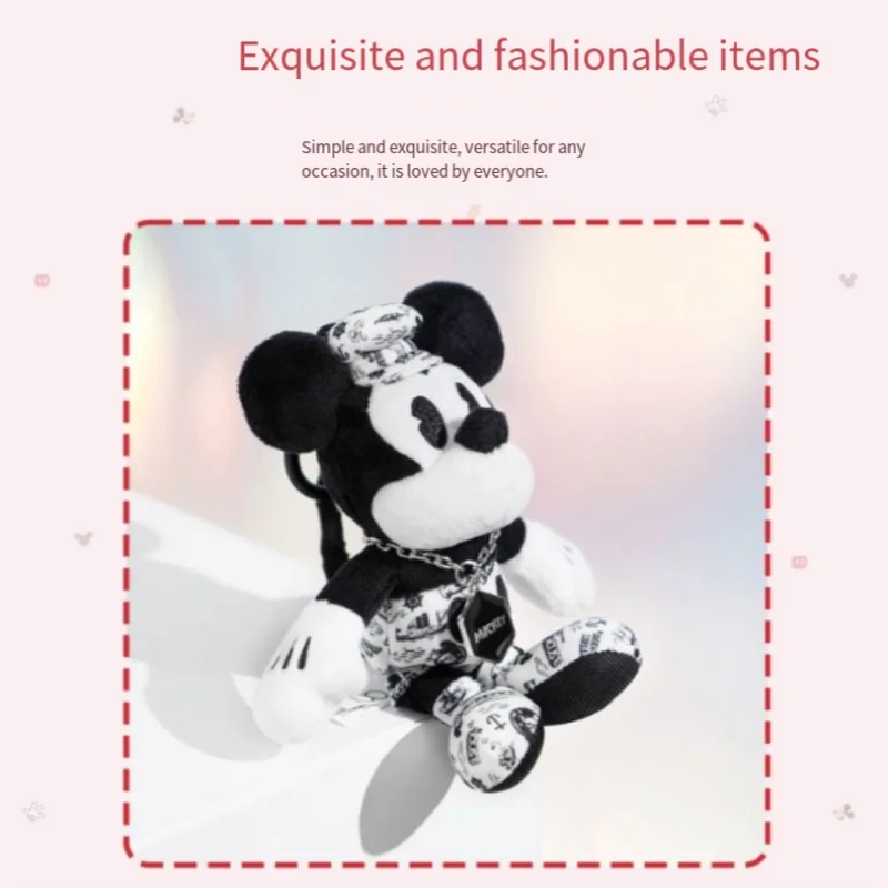 Disney New Model Mickey Cute Cartoon Periphery Plush Toy Cool Girl Keychain Minnie Fun Doll Backpack Package Hanging Couple Gift