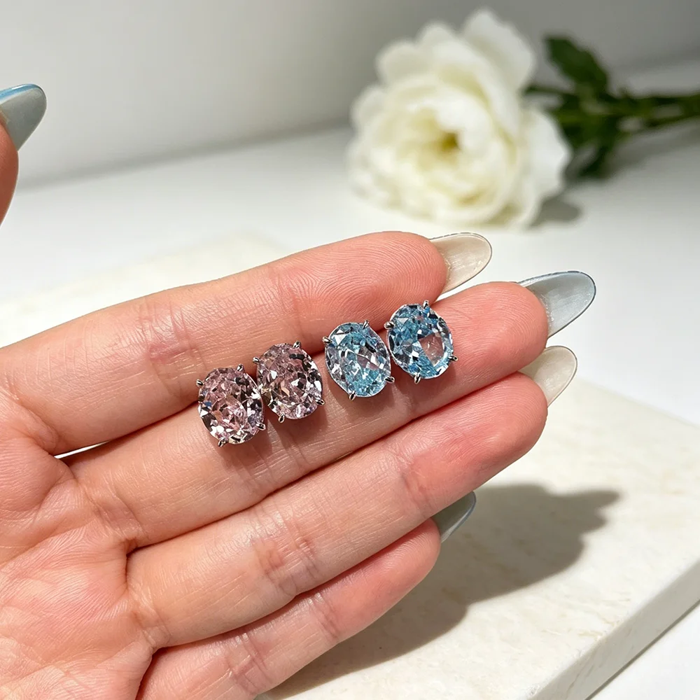 Hot Luxury Simple Stud Earrings Oval CZ for Lady Daily Wear Ear Accessories Teens Low-key For Women Earrings Statement Jewelry