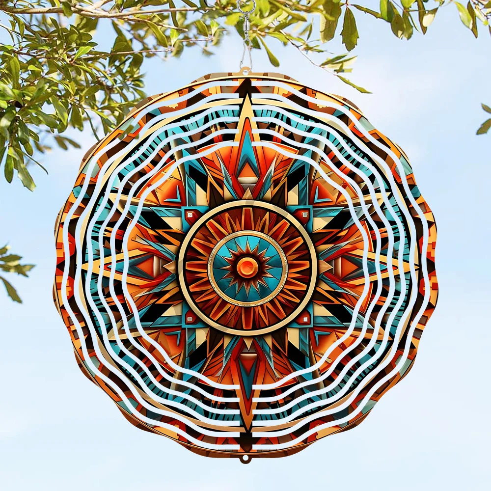 3D Mandala Wind Spinner - 10 Inch Hanging Kinetic Art for Indoor Outdoor Garden Patio Yard Decor Gift