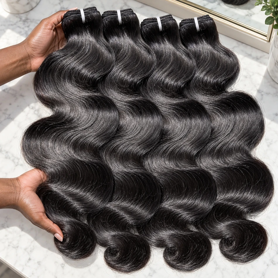 Ciuffi di capelli naturali, ondulati, in tonalità naturale, capelli umani brasiliani, ciuffi di capelli lunghi, extension in capelli Remy, disponibili in confezioni da 1/3/4 pezzi, lunghezza 38 e 40