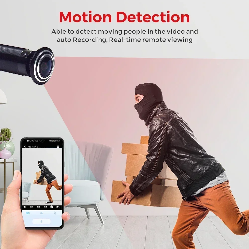 1080P Full HD Door Eye Hole Camera Security 1.7mm Lens Wide Angle FishEye CCTV Network Mini Peephole Door Wifi Cameras P2P ONVIF