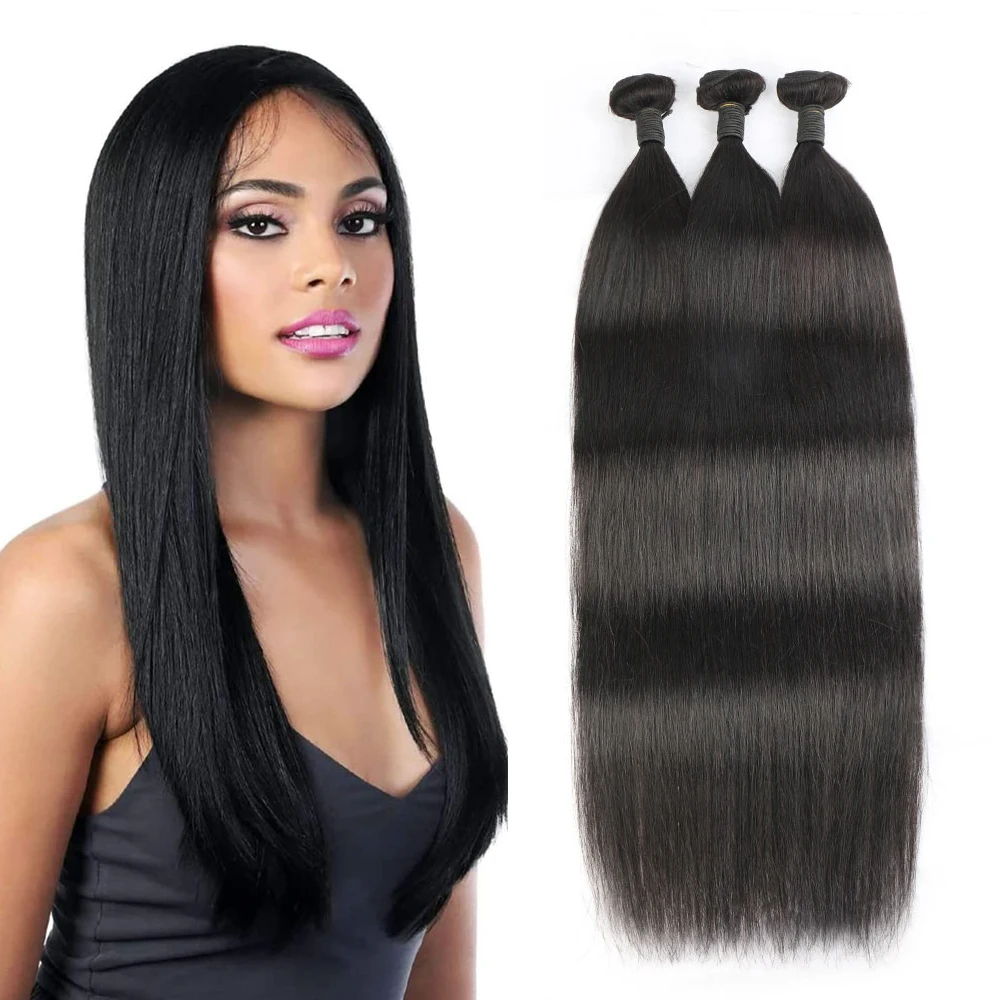 Bliss 16 18 20 Inch Human Hair Bundles #1B Straight Bundles Remy Brazilian Hair 12 Inch Bundles Bone Straight Hair High Quality