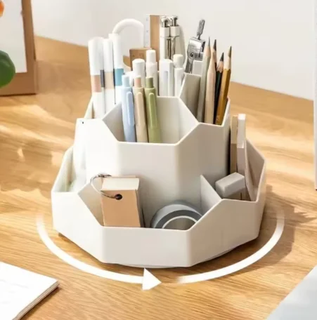 Large Capacity Rotating 360 Degree Pen Holder Student Desktop Stationery Storage Multi-Functional Desk Accessories Organizer
