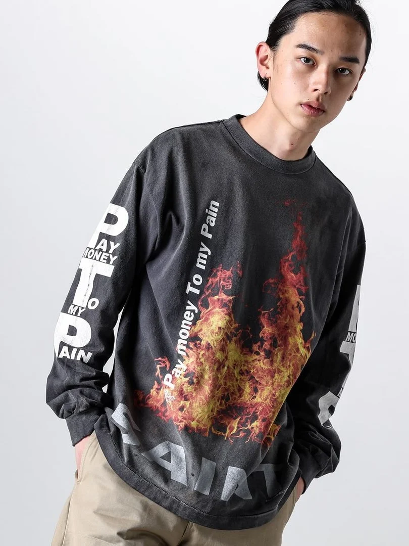 

Loose Fit American Sle Long Sve Pure Cotton High Street ex T-irt Vintage Trendy Brand Skin-friendly Breathable