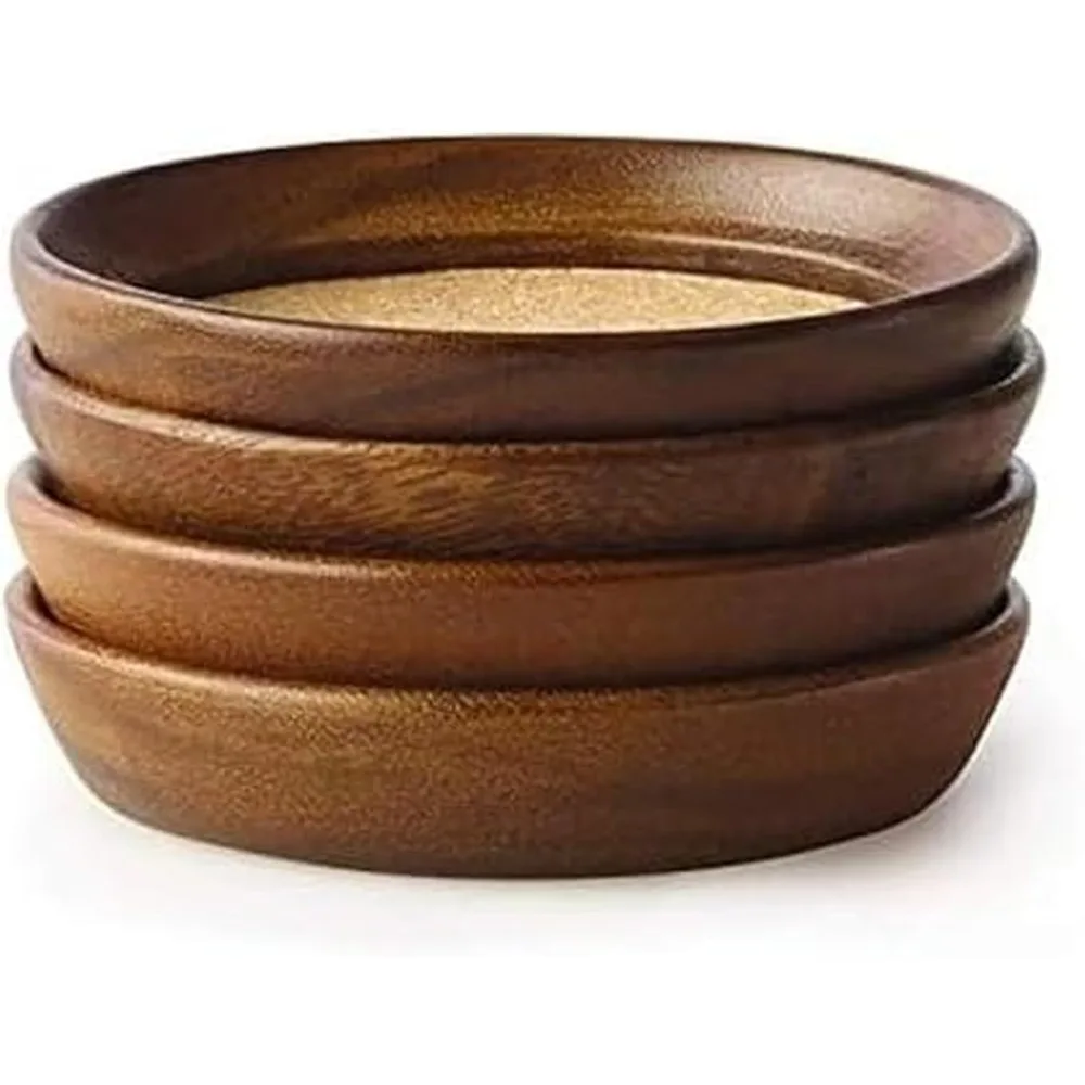 

4 Piece Set, Natural Acacia Wood and Cork Stackable Coasters, Set of 4