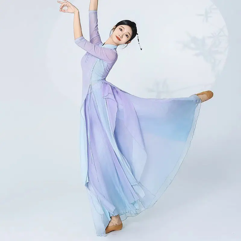 Chinese Classical Dance Folk Practice Clothe Traditional National Tang Suit Hanfu Clothing Elegant Female Modern Dancing Costume