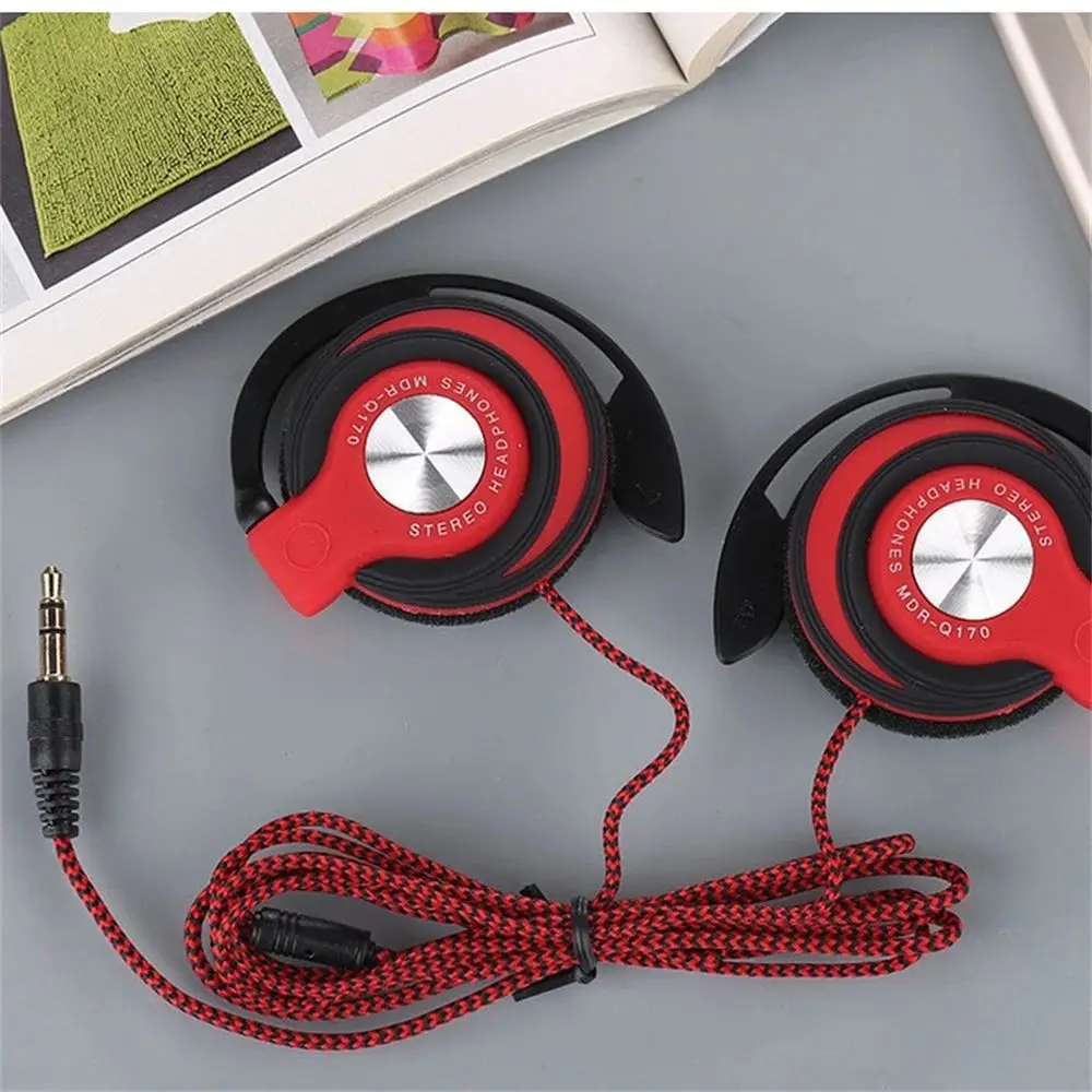 Auriculares deportivos portátiles para correr, FM y sobre la oreja, enchufe de 3,5mm para teléfonos/MP3/MP4, auriculares con cable, auriculares para colgar en la oreja