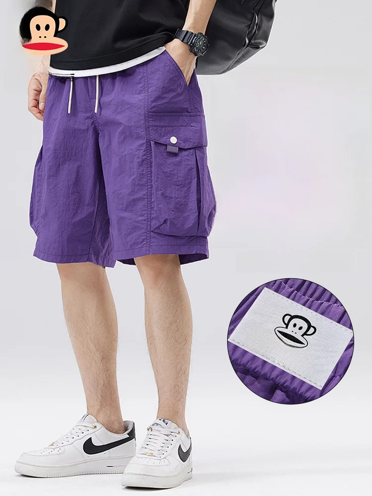 

PaulFrank Leisure Ice Silk Qui Dry Thin Five-Point Men's Workwear orts Summer Breathable Straight Leg Casual Pants