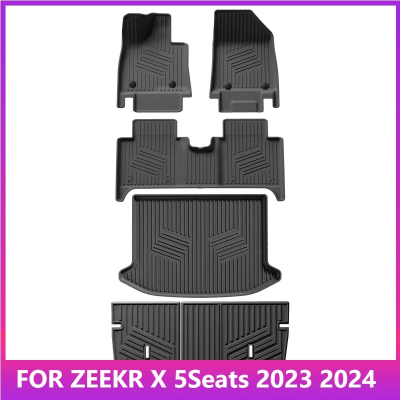 

Floor Mats For ZEEKR X 5Seats 2023 2024 Car Mats Cargo Liner Trunk/Backrest Mat TPE 3D All-Weather Accessiories Black