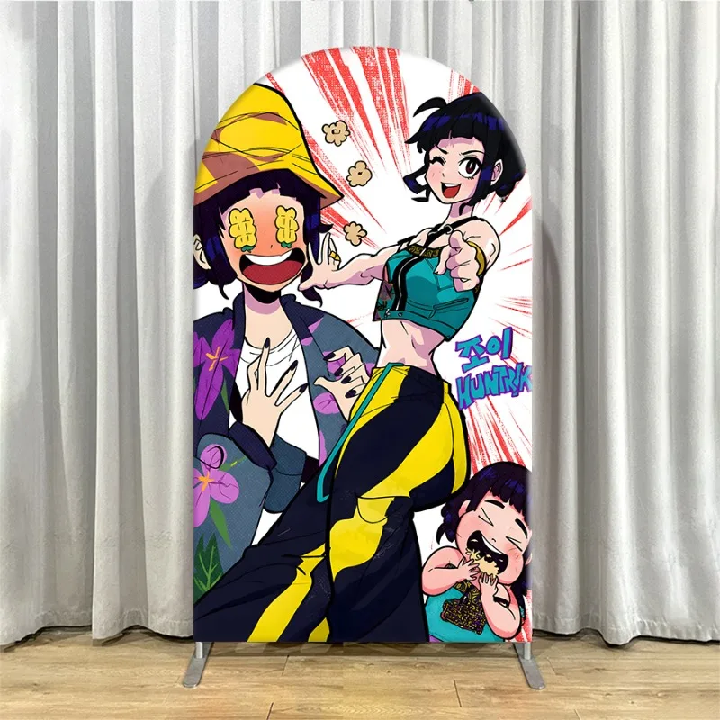 Non Elastic Kpop Demon Hunters Arch Backdrop Cover Single-layer Anime Style Party Backdrop Set for Events Decorations
