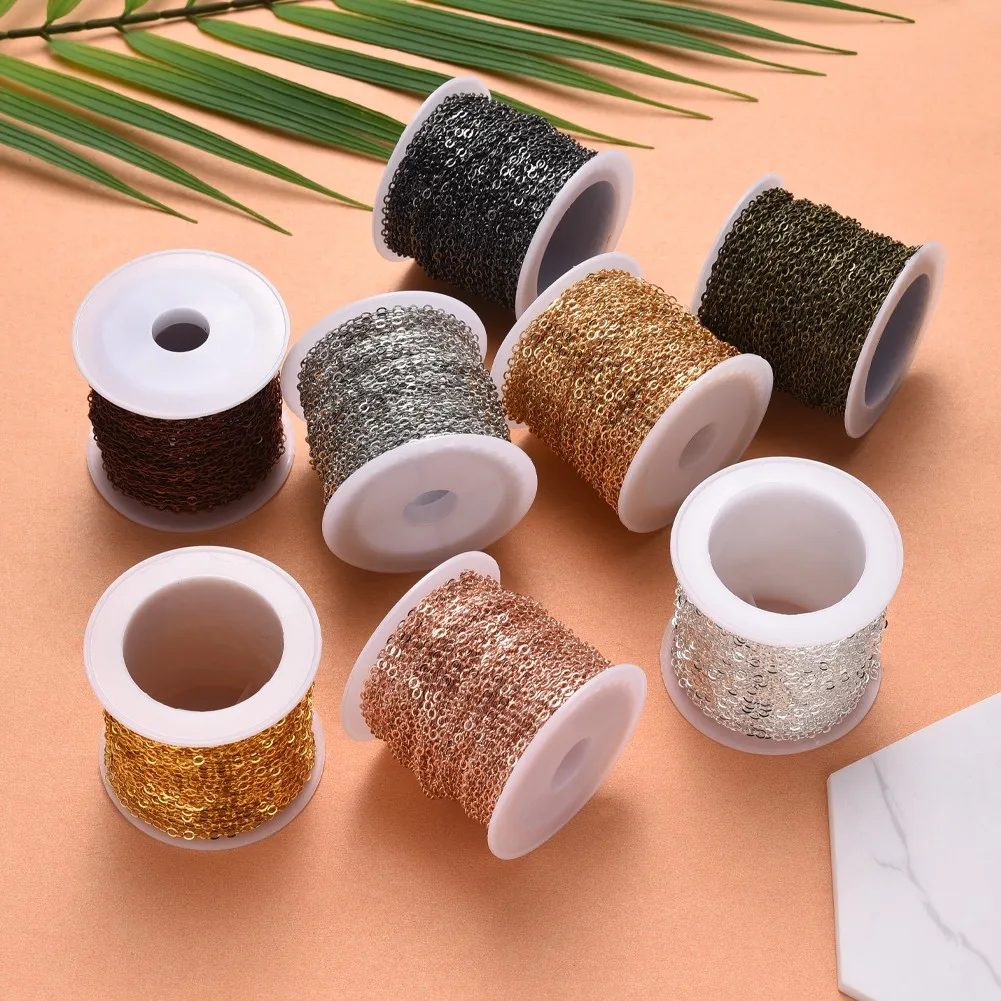 10 m/roll Brass Cable Chains Necklace Chain For Jewelry Making Findings DIY Necklace Chains Materials Handmade Supplies
