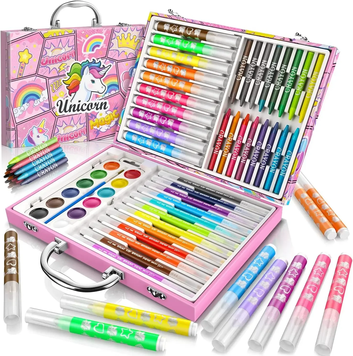 

Kids Art Supplies - Unicorn Art Set - Painting, Coloring Book, Sketchbook - Beginner Art Box Gift for Girls (Ages 3-12)