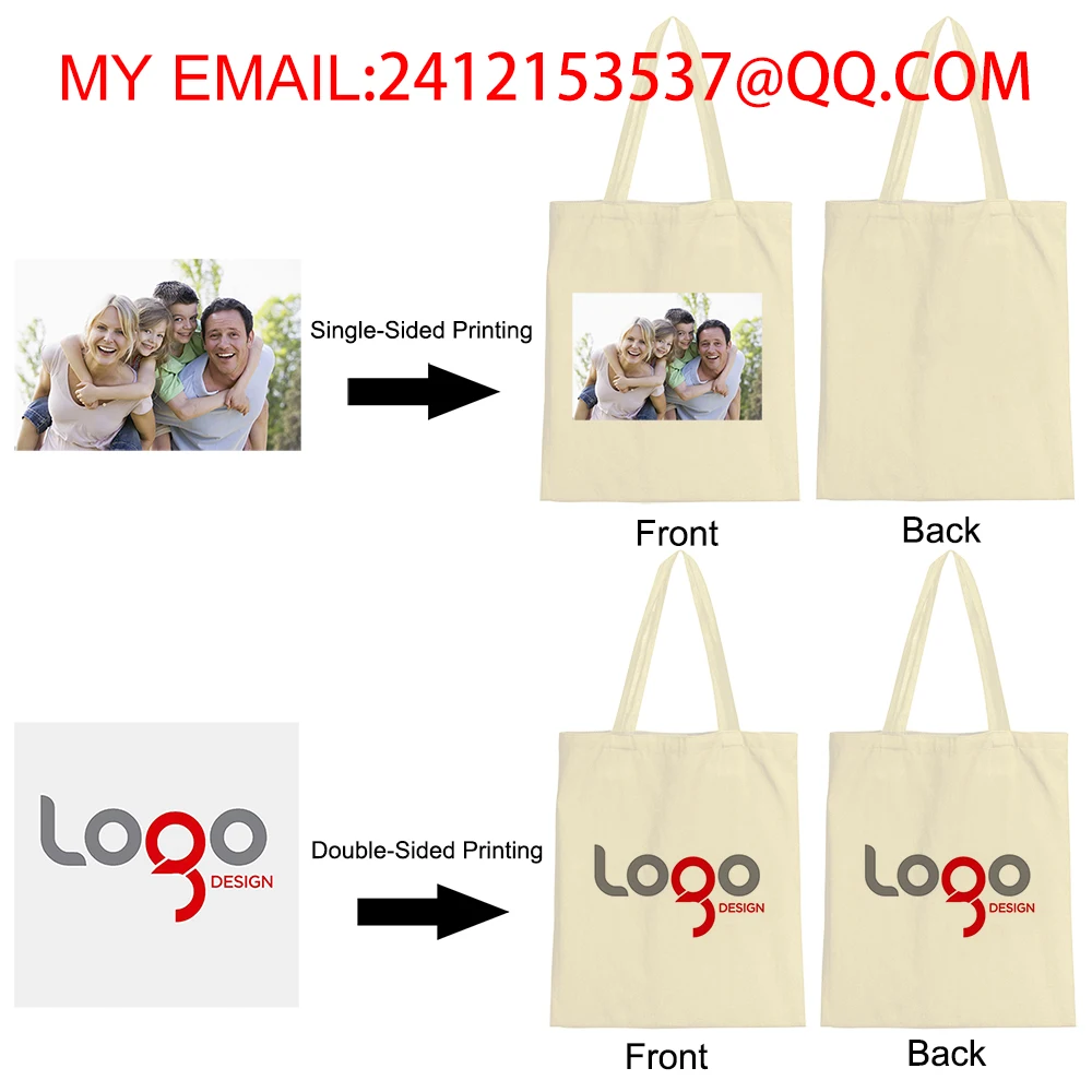 Shopping Tote Bag personalizzato personale fai-da-te aggiungi il tuo Logo stampa Design originale borse a tracolla in tela da viaggio di moda borse da donna