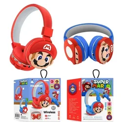 Super Marios Bros Wireless Bluetooth Headphones Children's Headwear Cute Cartoon Wireless Headset Birthday Gift for Kids Adults