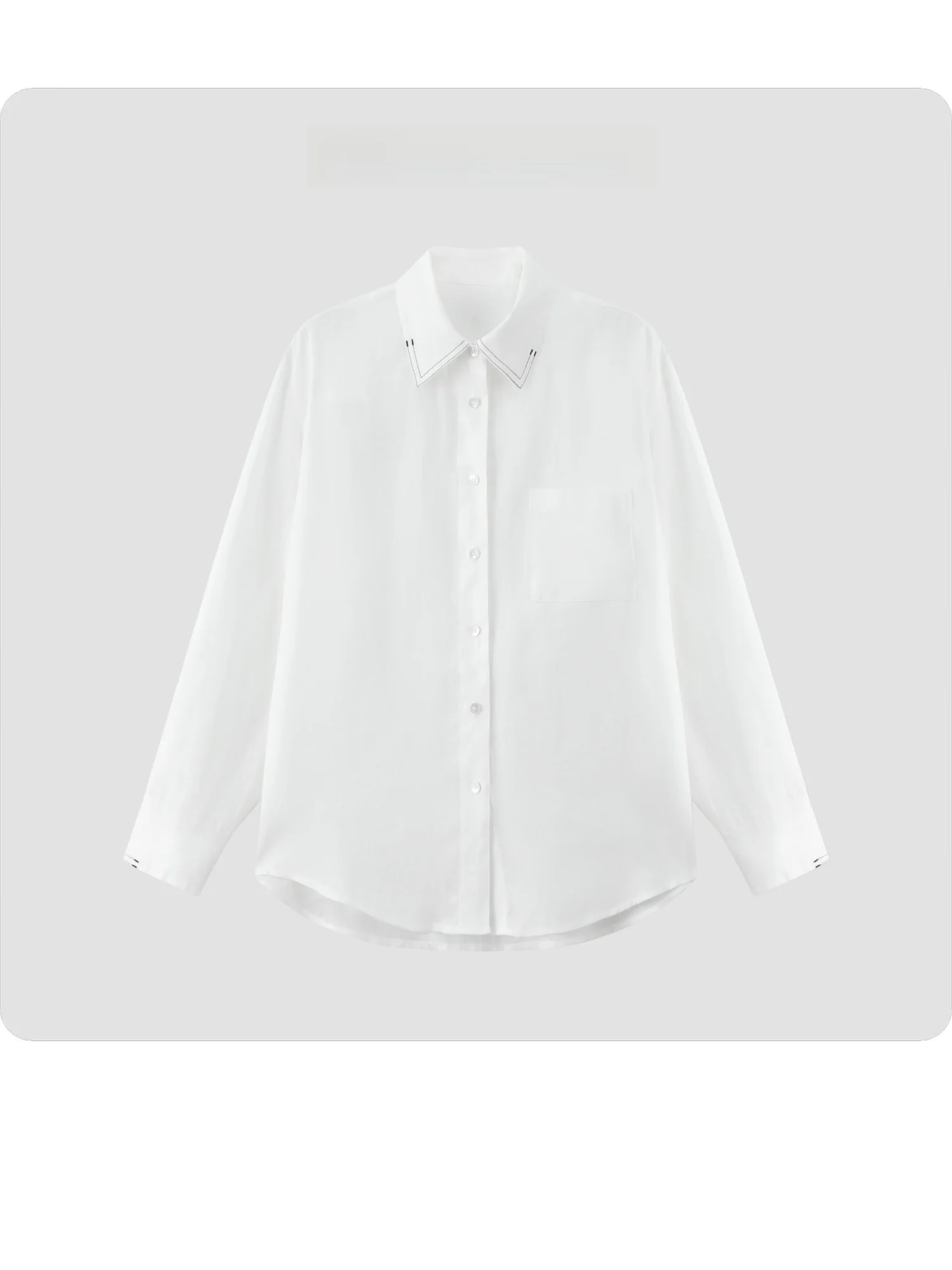 

Hua Ji Yan Linen irt Long Sve Breathable Simple Commute Ele Sle Women's Loose Fit Faionable Summer Pure Color