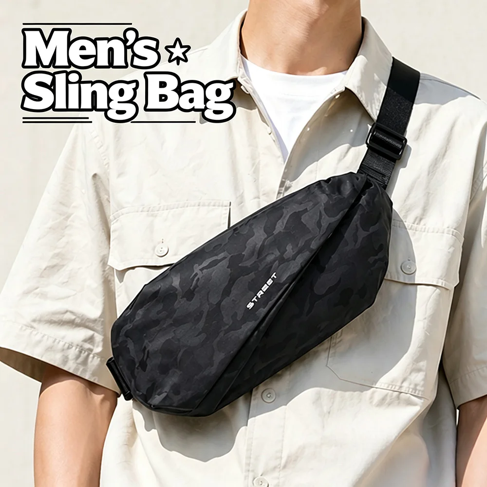 Small Men's Chest Bag, Sling Shoulder Bag Mini Cross Backpack, Waterproof Lightweight Chest Messenger Backpack for Traveling