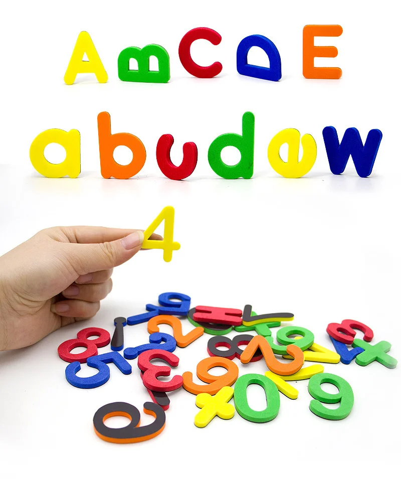 24-76 Stück EVA-Schaumstoff Magnetische Alphabetbuchstaben Lernset zum Rechnen und Buchstabieren Kühlschrankaufkleber Lernspielzeug für Kinder – Detail 7