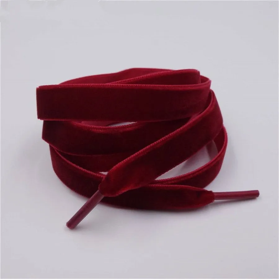 1 Pair Single-side Velvet Surface Shoelaces Width 1cm Length 80/100/120/160CM Red Black Sports Casual Shoes Laces