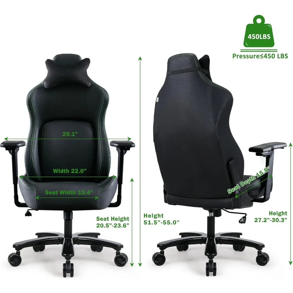 Big and Tall Gaming Chair 450 lbs High-Back Ergonomic Computer Gaming Chair for Heavy People, Extra Wide Memory Foam Cushion