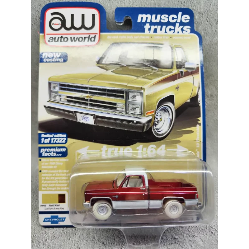 Modelo de Coche de Aleación a Escala 1/64 de la Serie World Car, Chevrolet Pickup 1984, Juguete Coleccionable, Regalo, Souvenir, Adorno de Exhibición