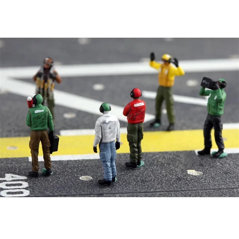 1:72 نموذج 6 قطعة عمل الشكل البحرية الأمريكية الطائرات الناقل الأرض طاقم التعامل مع العمل الرجال دمية DIY المشهد ملحق عرض المشجعين #1