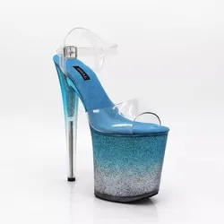 Summer 20 CM Super High Heels Sandals Women Platform Pumps Fashion Open Toe Buckle Strap Ladies Party Stripper Shoes Black