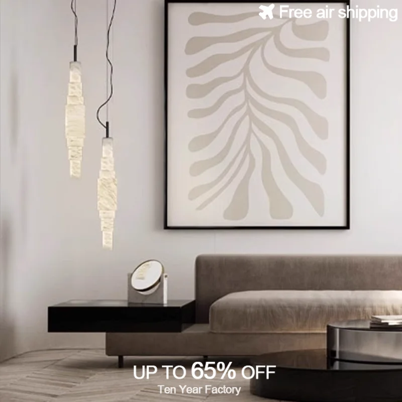 

Modern Farmhouse Hand Carved Natural Alabaster Veined Marble Chandelier Pendant Light for Dining Room Home Decoration