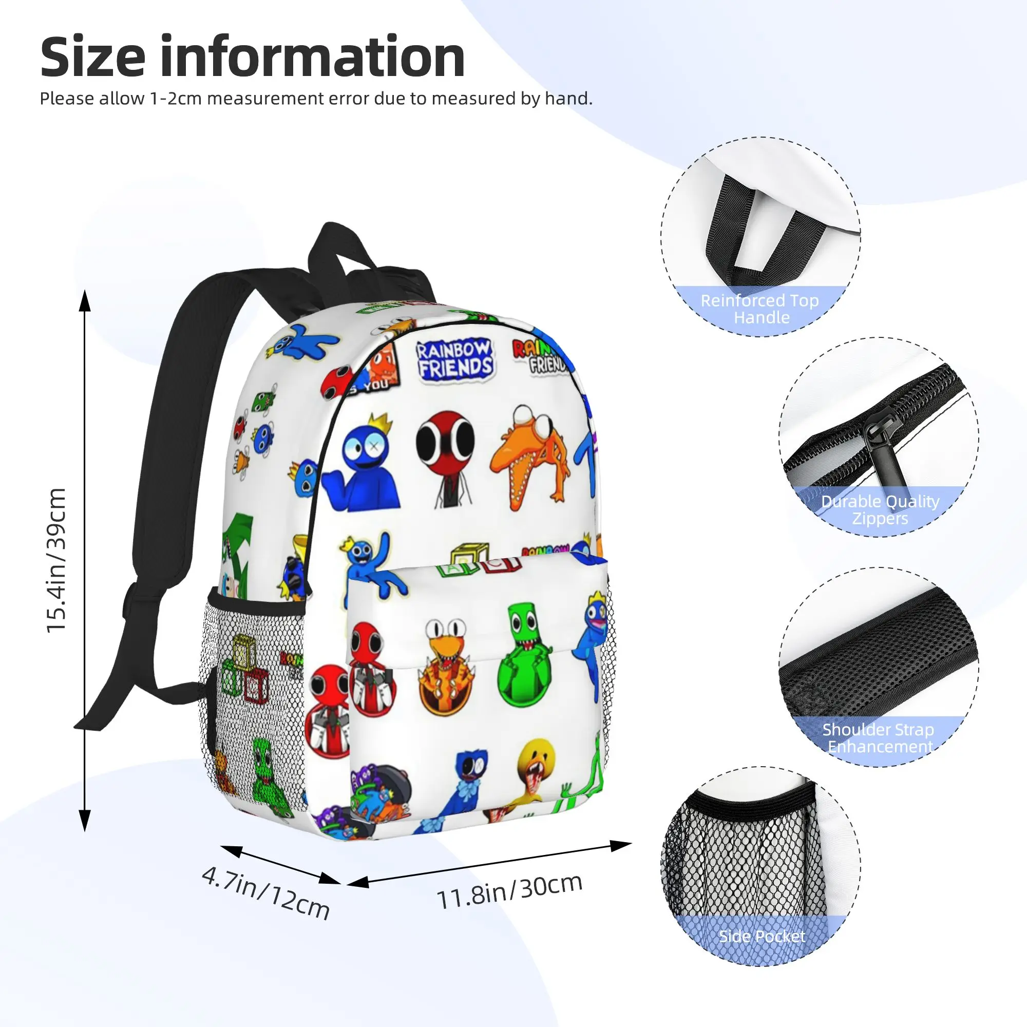 Rainbow Friends Characters  Backpack Hot Sale Daypack Large Capacity Boys Girls BookBag Shoulder Bags for Men Women School Bag
