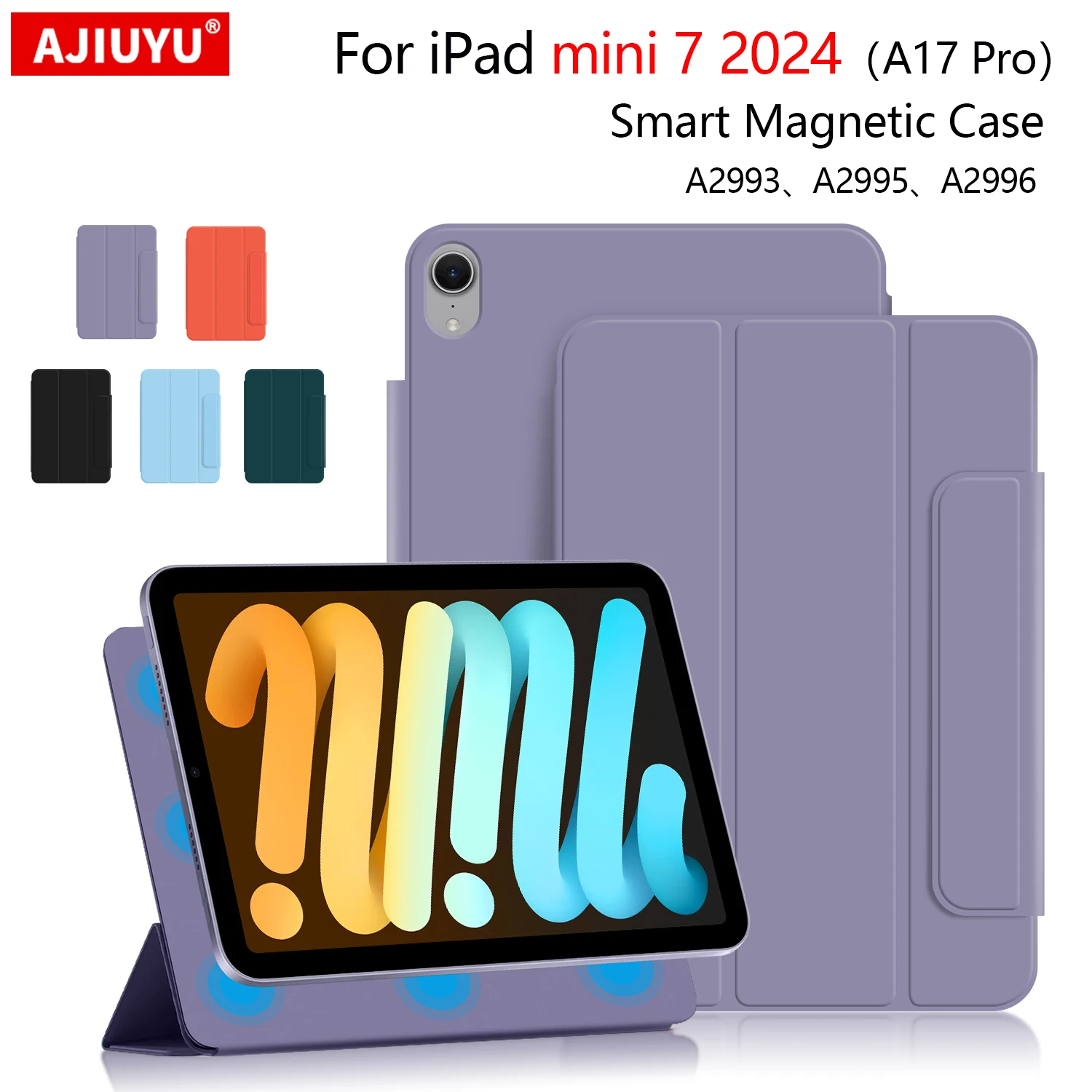 

Чехол для iPad mini (A17 Pro) 2024, ультратонкий магнитный чехол Smart Cover для iPad mini 7, 6-го поколения Mini7 Mini6 8,3 дюйма, чехол-подставка из искусственной кожи