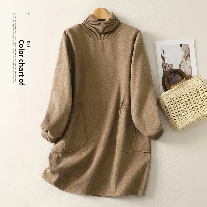 Thiened свитер из чистого хлопка с высоким воротником Dr, осень-зима, новый теплый женский свитер большого размера Dr, миди трапециевидной формы Dr