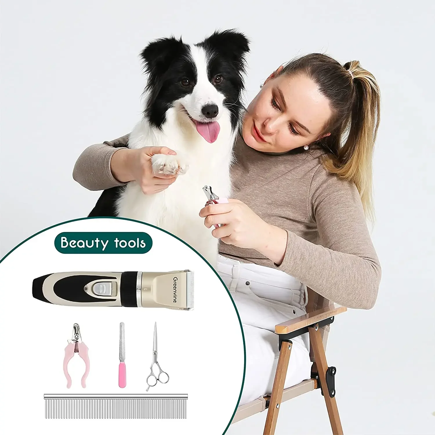 

Dog Grooming Kit with Low Noise Rechargeable Cordless Pet Dog Trimmer Pet Grooming Tools for Thick & Heavy Coats