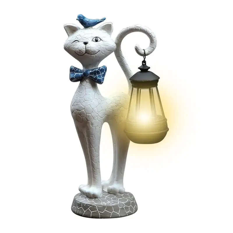 

Cat Solar Light Kitten Sculpture Waterproof Resin Lantern Ornaments For Yard Porch Patio Backyard Balcony Decoration