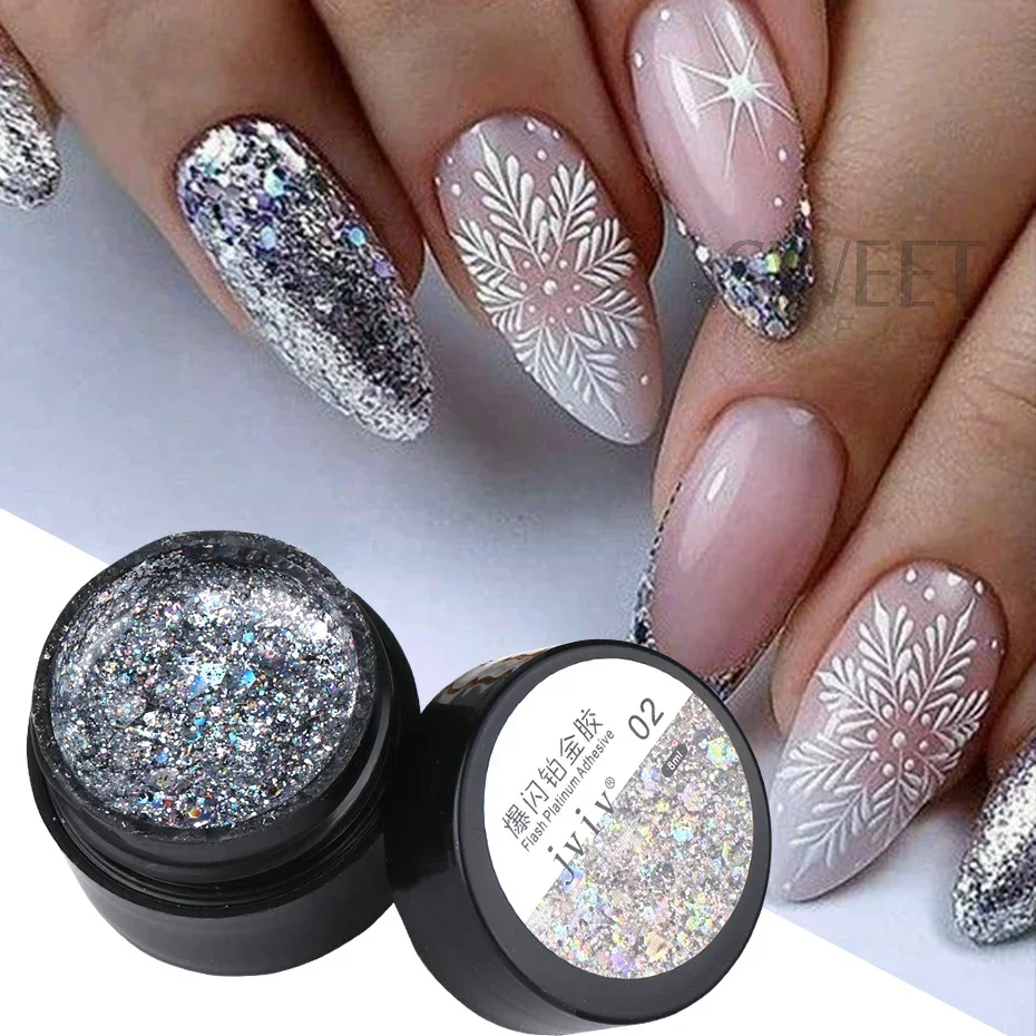 8ml High Flash Platinum Gel Nails Polish Super Shiny Glitter Hybrid Varnishes Soak off Reflective Chrome Painting Lacquer Decor