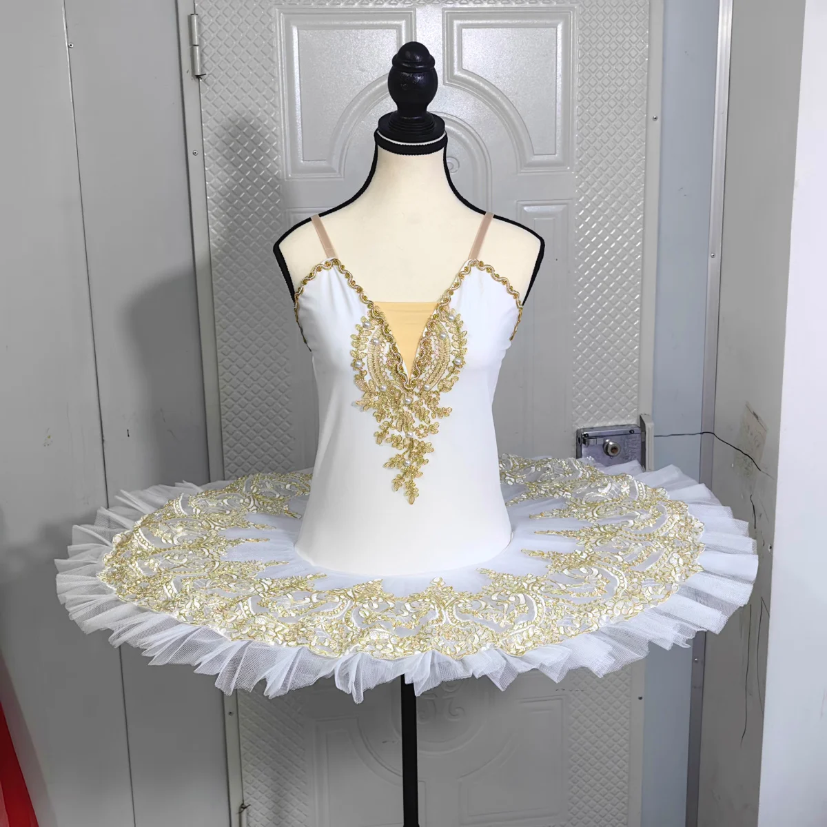 الشمبانيا الذهب الباليه توتو تنورة حبال الأطفال الأبيض بحيرة البجع الرقص أزياء مسرحية ملابس الرقص الشرقي