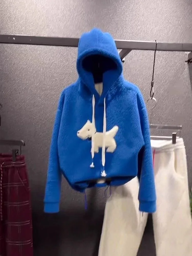 

Модная женская толстовка с длинными рукавами на флисовой подкладке с цветным принтом, новинка, теплая, из овечьего велюра