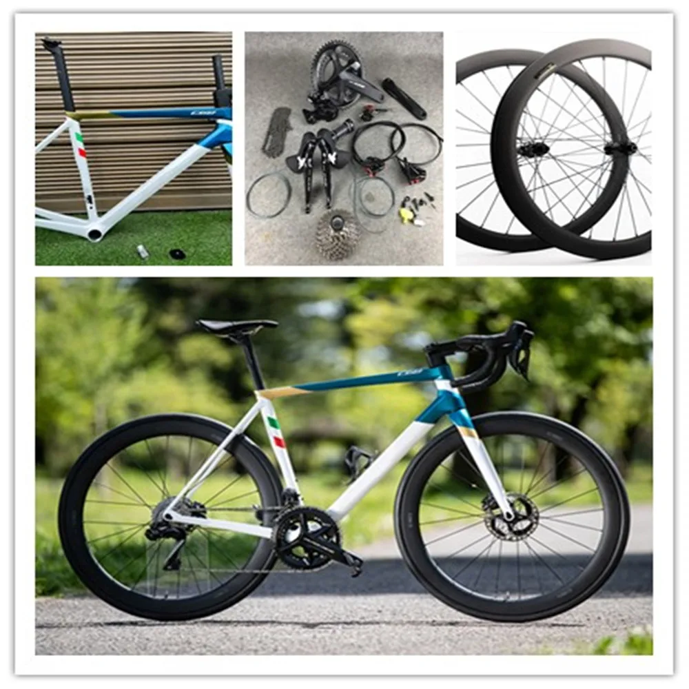 

C68 Carbon Road Complete Bike DISK Шоссейный велосипед C68 Framekit HRWP Белый Синий с группой 105 r7020 50 мм Дисковая дорожная колесная пара