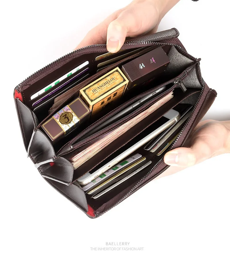 2025New Men Wallets Big Capacity Handbags Cell Phone Pocket Passcard Pocket Male Clutch Bag Top Quality Men Money Clips carteira