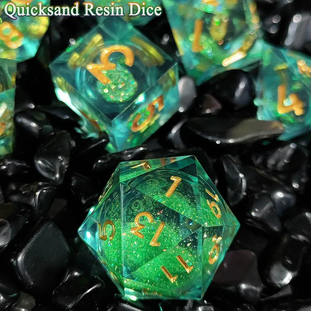 

Upscale Quicksand Resin DND Dice Set Sharp Edge 7Pcs Polyhedral D&D Dices for Dungeon and Dragon Board Game D4 D6 D8 D10 D12 D20