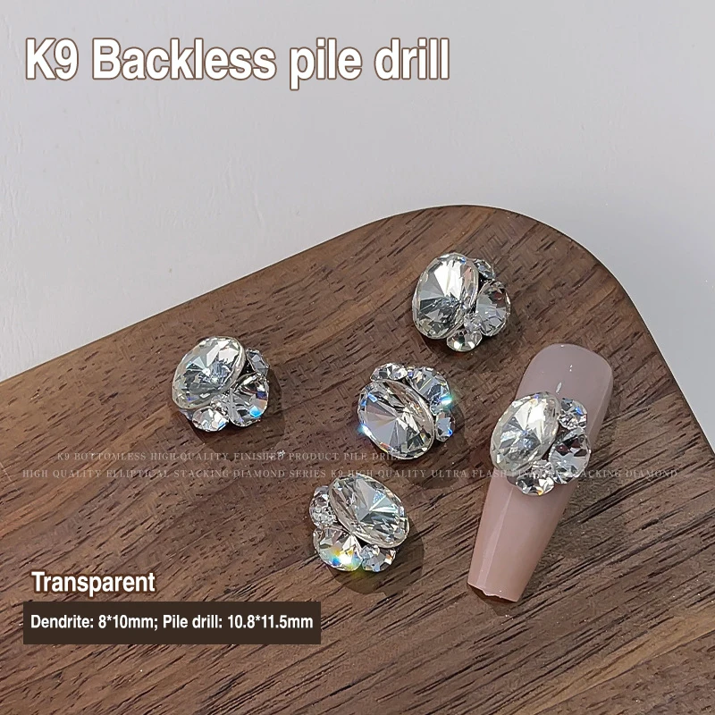5PCS k9 Handmade Crystal Diamonds Stacked Nail Art Rhinestones Charms Gem Jewelry Parts Accessories For Nails Decoration DIY