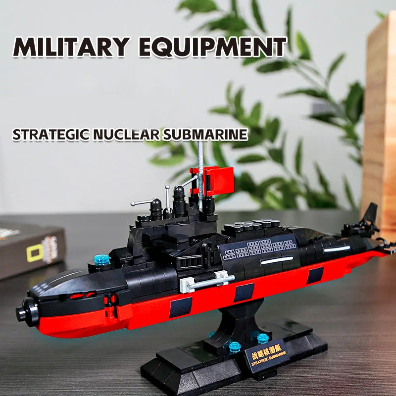 Modelo de bloco de construção militar submarino nuclear estratégico brinquedos infantis, presentes de aniversário para meninos, brinquedos de quebra-cabeça, presentes de coleção