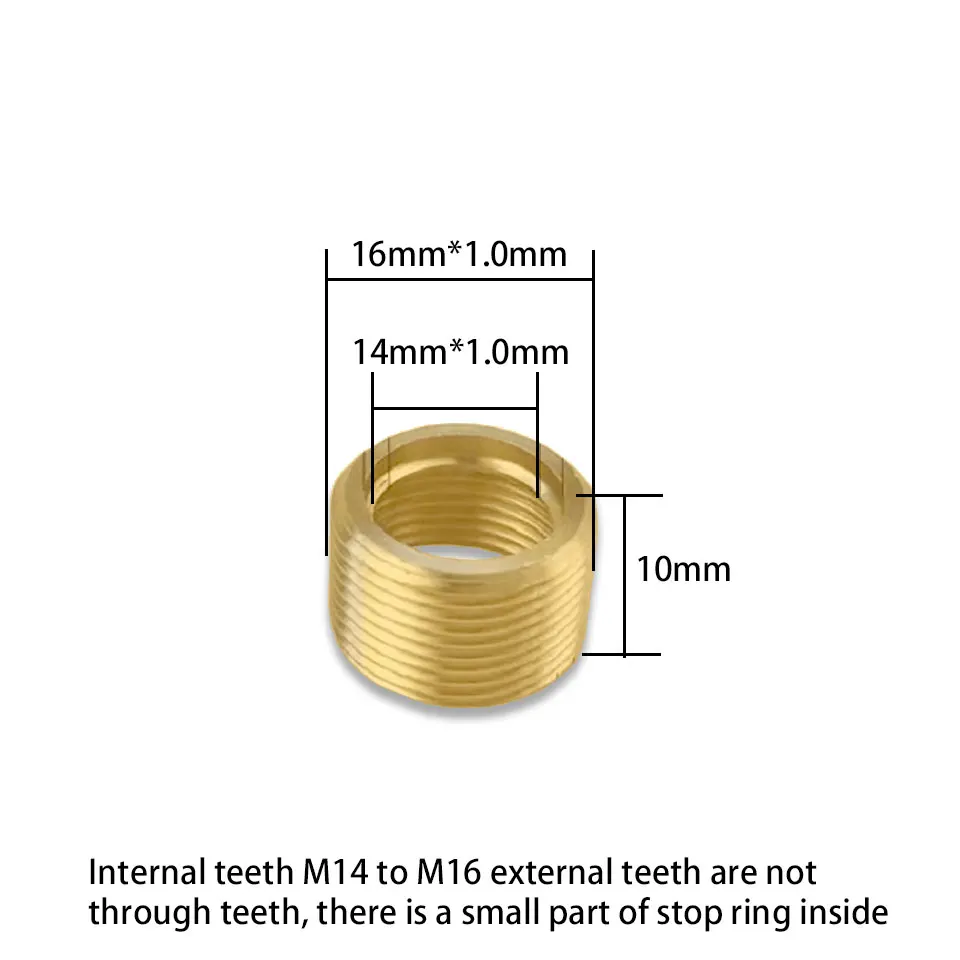 Adaptateur de vis à douille de tube à dents internes et externes, cuivre pur, laiton, M12, M14, M14, M16, 5 pièces