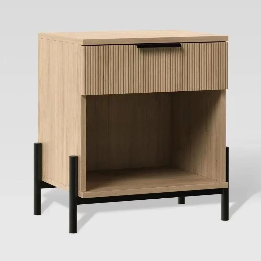 

A15 North American Black Walnut Bedroom Bedside Table Hotel Modern Simple Double Pump Tall Locker